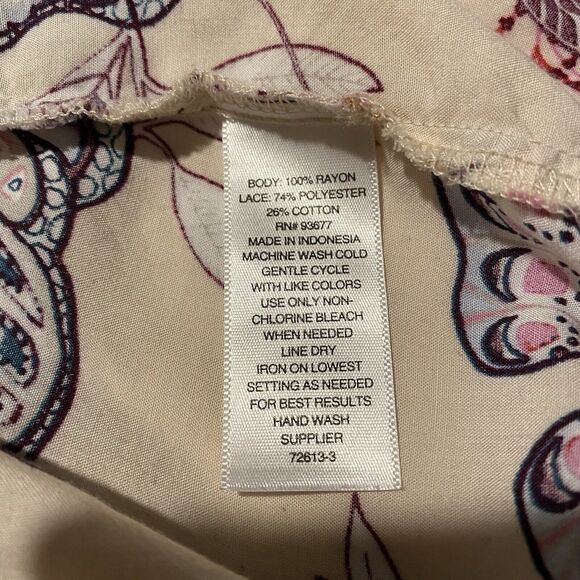 A.N.A Woman's Ivory Lace Top‎ Blouse All Over Butterfly Print Size XL 3/4 Sleeve - Picture 12 of 13